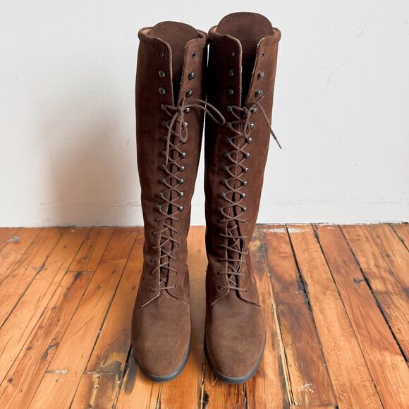 FRATELLI ROSSETTI Chocolate Brown Suede Knee-High Riding Boots - Picture 4 of 13